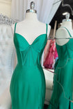 Straps Hot Pink Satin Mermaid Prom HZ0307