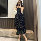 LTP1712,Unique Design Pink/Black Cake Prom Dresses, Strapless Tea Length Birthday HZ0307