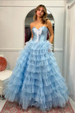 Sweetheart Corset Black Tiered Ruffles Long Formal HZ0307
