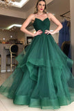 LTP1183,Emerald Green Tulle Prom Dresses,Ruffles A-Line Birthday HZ0307