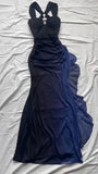 Affordable Dresses Under $160||Elegant Gradient Navy Blue Sheath Spaghetti Straps Sparkling Chiffon Prom Dress For HZ0307