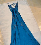 Apple Green Mermaid Long Prom Dresses Appliques Satin Evening HZ0307