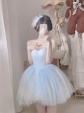 Baby Blue Sweetheart Homecoming Dresses Lace Short Prom HZ0307
