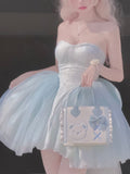 Baby Blue Sweetheart Homecoming Dresses Lace Short Prom HZ0307