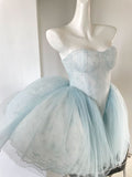 Baby Blue Sweetheart Homecoming Dresses Lace Short Prom HZ0307