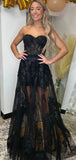 Black Appliques Prom Dress, Sweetheart A-Line Party Dress For Women, HZ0307
