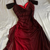 Black Red Gradient Color Chiffon Prom Dresses Long Evening Formal HZ0307