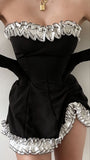Black Strapless Homecoming Dresses Short Mini Party HZ0307