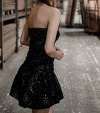 Black Strapless Sequin Homecoming Dresses, HZ0307