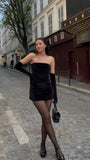 Black Strapless Velvet Mini Party Dress Birthday Homecoming Dresses For HZ0307