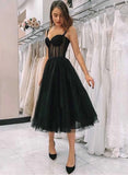Black Tulle Sweetheart Short Prom Dress - Cocktail Party HZ0307