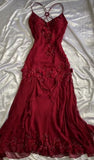 Burgundy Chiffon Floral Prom Dresses Cross Back Mermaid Evening Party HZ0307
