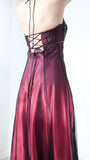 Burgundy Halter Lace Sheath Long Evening Prom HZ0307