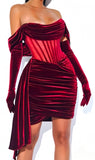 Burgundy Velvet Off The Shoulder Short Dress Dark Red Homecoming Dress Tight Cocktail HZ0307