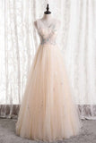 Champagne A-line Tulle Long Party HZ0307