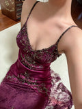 Charming Purple Lace Beaded Party Dresses Sexy Night Formal Prom HZ0307