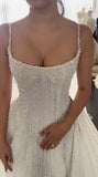 Charming White Pearl Beaded Wedding Dresses Bridal HZ0307