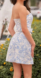 Strapless Floral Sheath Homecoming Dress Short Prom Party HZ0307