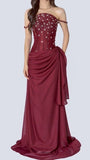 Chic Beaded Long Prom Dresses Sheath Chiffon Formal Party HZ0307