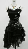 Classic Black Organza Ruffle Short Party Dress, Spaghetti Straps Homecoming Dresses, HZ0307