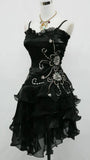 Classic Black Organza Ruffle Short Party Dress, Spaghetti Straps Homecoming Dresses, HZ0307