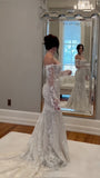 Classic Mermaid Lace Beaded Wedding Dresses Off The Shoulder Bridal HZ0307
