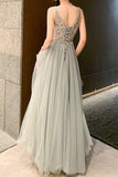 Classic A-line Grey and Silver Sequins Formal HZ0307