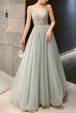 Classic A-line Grey and Silver Sequins Formal HZ0307