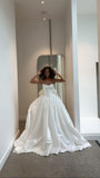 Classic White Strapless Wedding Dress, A-Line Satin Bridal Dress, HZ0307
