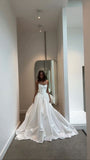 Classic White Strapless Wedding Dress, A-Line Satin Bridal Dress, HZ0307