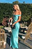 Classy Mermaid Off The Shoulder Yellow Satin Long Evening Dress Prom Dresses , HZ0307
