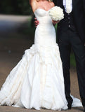 Classy White Mermaid Wedding Dress, Sleeveless Bridal HZ0307
