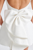 Classy White Pearl Beaded Short Wedding Dresses, Wedding Reception Dress, HZ0307