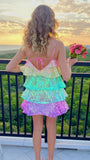 Colorful Sequin Homecoming Dresses Sleeveless Mini Party HZ0307