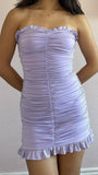 Comfortable Lilac Pleated Homecoming Dresses Tight Cocktail Party Dress Short Hoco HZ0307