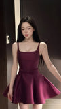 Cute Burgundy A-line Homecoming Dresses Square Neck Short Prom HZ0307