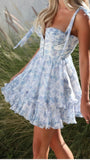 Cute Floral Chiffon A-Line Homecoming Dress, Short Party HZ0307