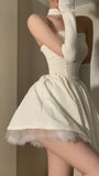 Cute Ivory A-line Homecoming Dresses Strapless Birthday Party HZ0307
