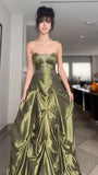 Dark Olive Green Beaded Prom Dress, Birthday Party Dress, HZ0307