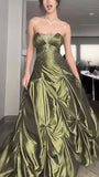 Dark Olive Green Beaded Prom Dress, Birthday Party Dress, HZ0307