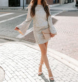 LTP1798,Silver Long Sleeves Sequin Vintage Homecoming Dress, Short Celebration Party HZ0307