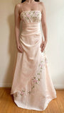 Elegant Champagne Floral Embroidery Long Prom Dresses School Event HZ0307