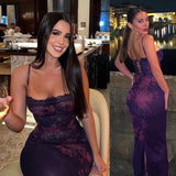 Elegant Floral Bodycon Party Dresses Spaghetti Straps Sexy Prom HZ0307