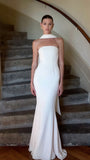 Elegant White Mermaid Prom Dress, Simple Chiffon Wedding HZ0307