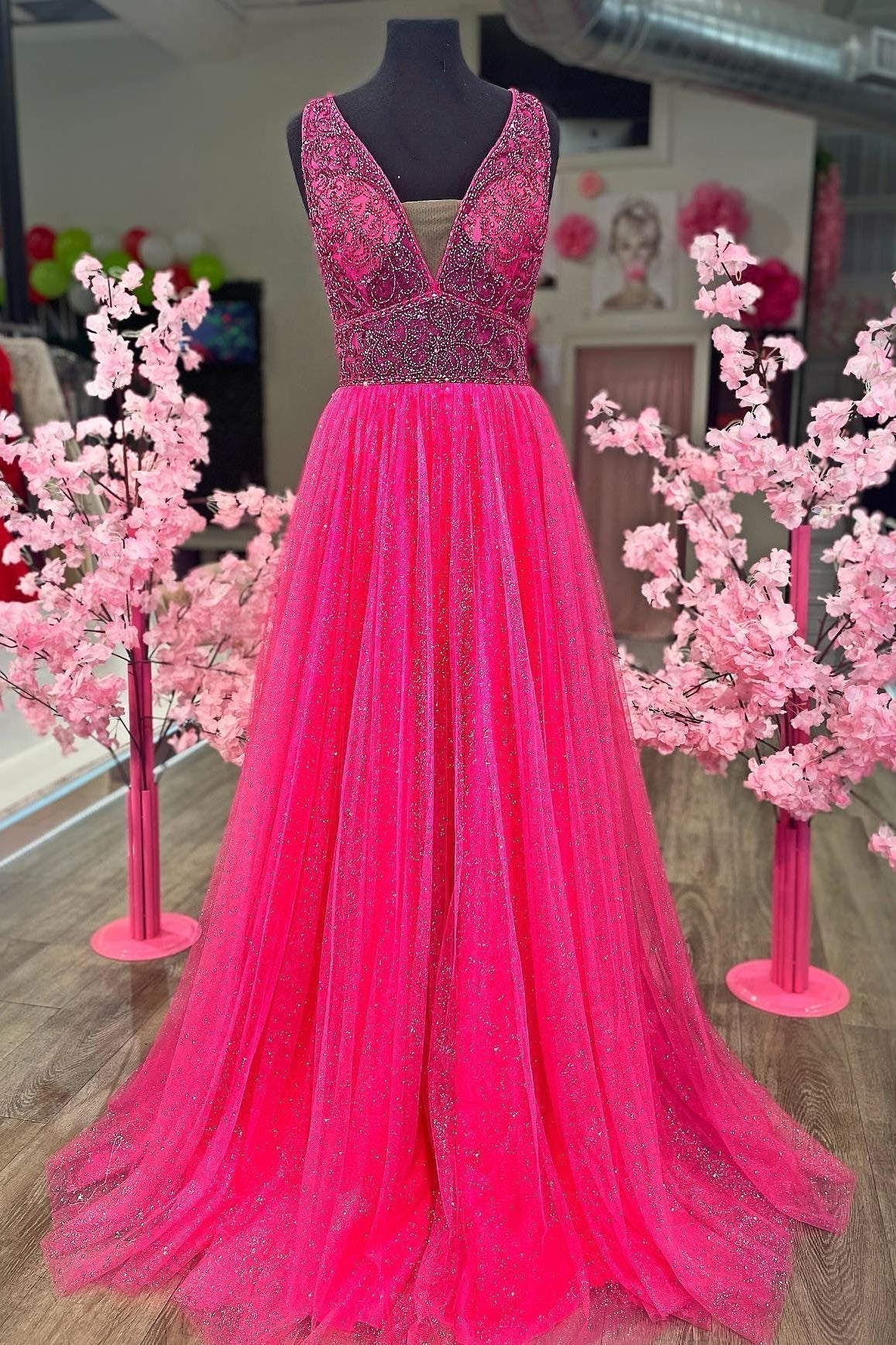 Elegant A-line Beaded Long Formal HZ0307