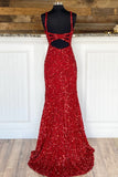 Elegant Red Sequin Mermaid Long Formal Dress with HZ0307