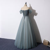 Elegant Tulle A-Line Prom Dress - Long Evening HZ0307