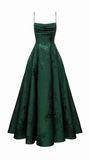 Emerald Green Floral Print A-line Long Prom Dresses Evening Party HZ0307