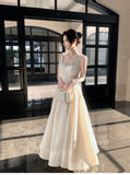 Fancy Ivory Beaded Floral Prom Dresses A-line Senior Party HZ0307