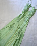 Fancy Mermaid Spaghetti Straps Green Backless Long Prom Dress Evening Dress Formal Dress, HZ0307